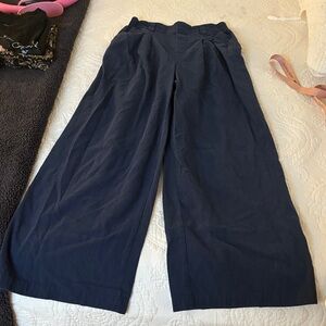 Wide-Leg Navy Pants